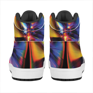 Rave Bubble Print High Top Leather Sneakers