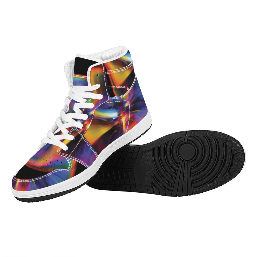 Rave Bubble Print High Top Leather Sneakers