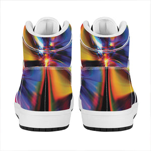 Rave Bubble Print High Top Leather Sneakers