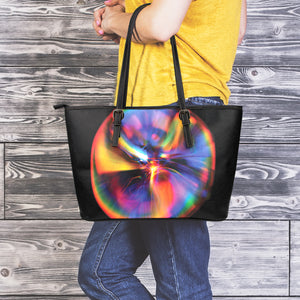 Rave Bubble Print Leather Tote Bag