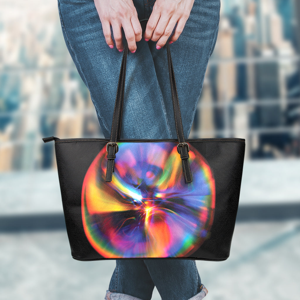 Rave Bubble Print Leather Tote Bag