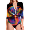 Rave Bubble Print Long Sleeve Swimsuit