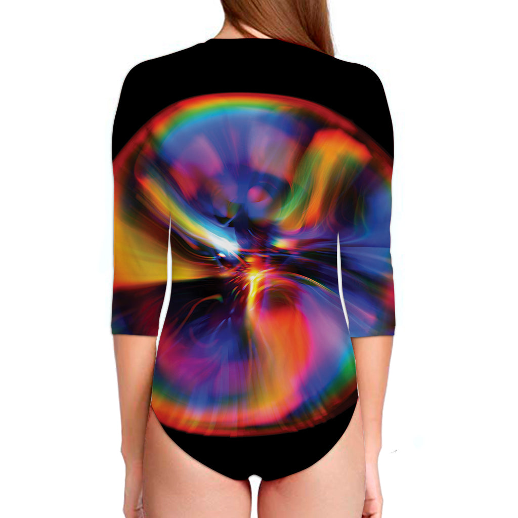 Rave Bubble Print Long Sleeve Swimsuit