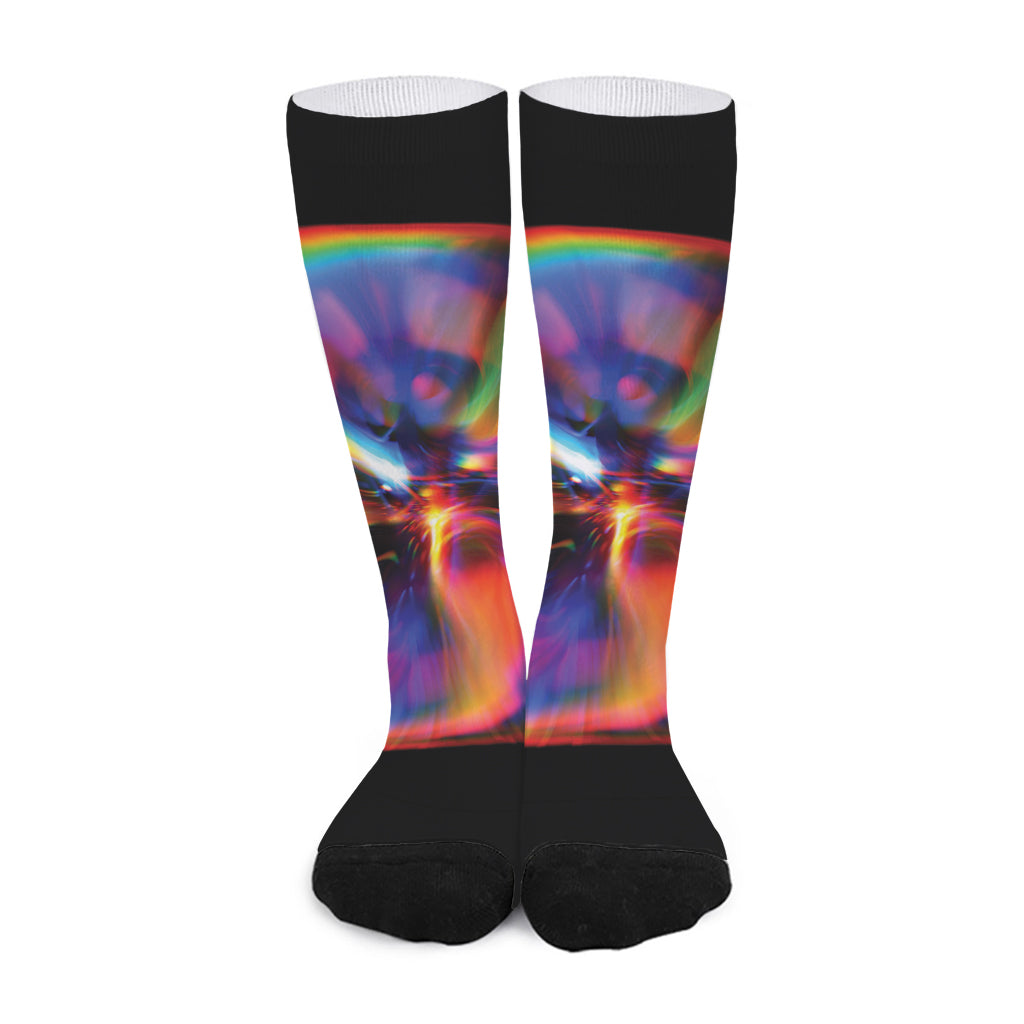 Rave Bubble Print Long Socks