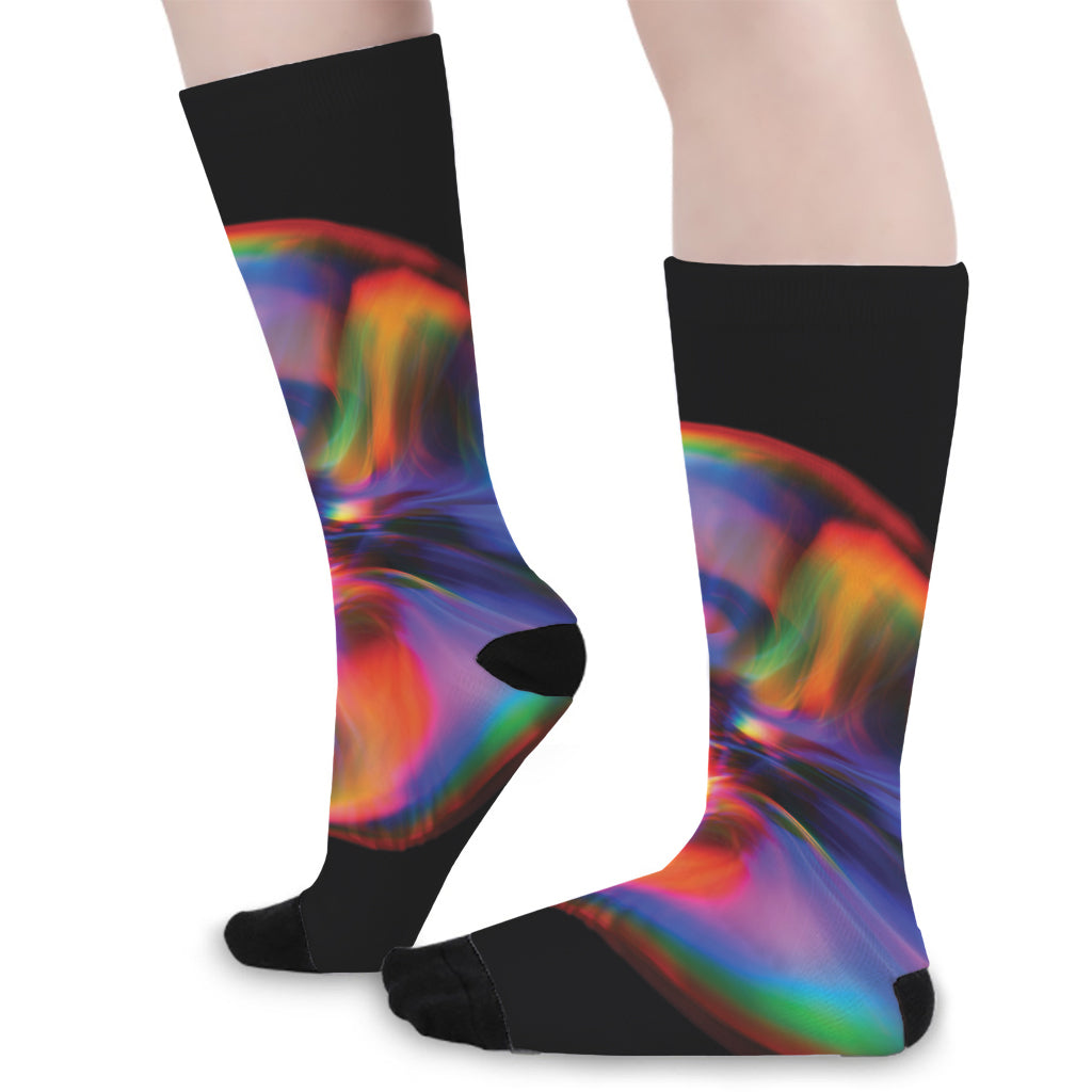 Rave Bubble Print Long Socks