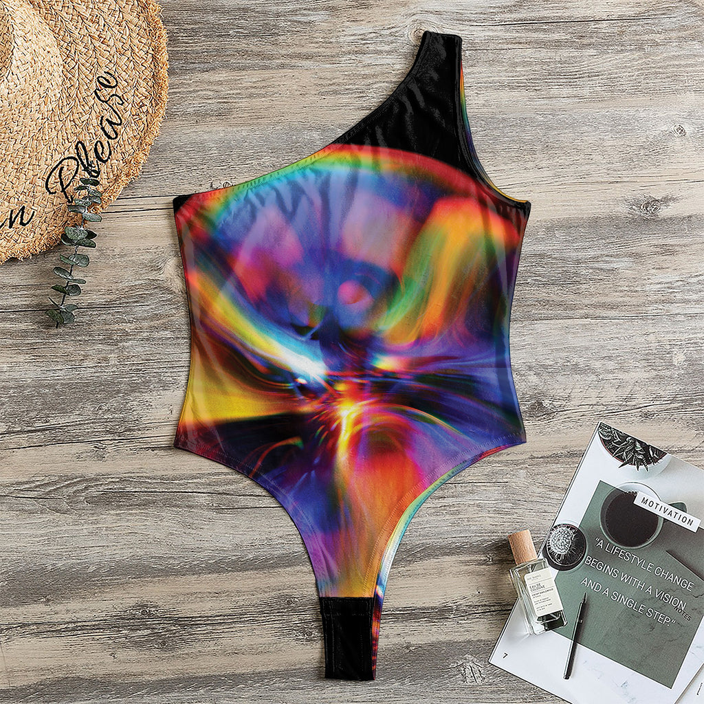 Rave Bubble Print One Shoulder Bodysuit