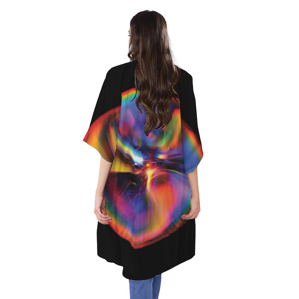 Rave Bubble Print Open Front Beach Cover Up