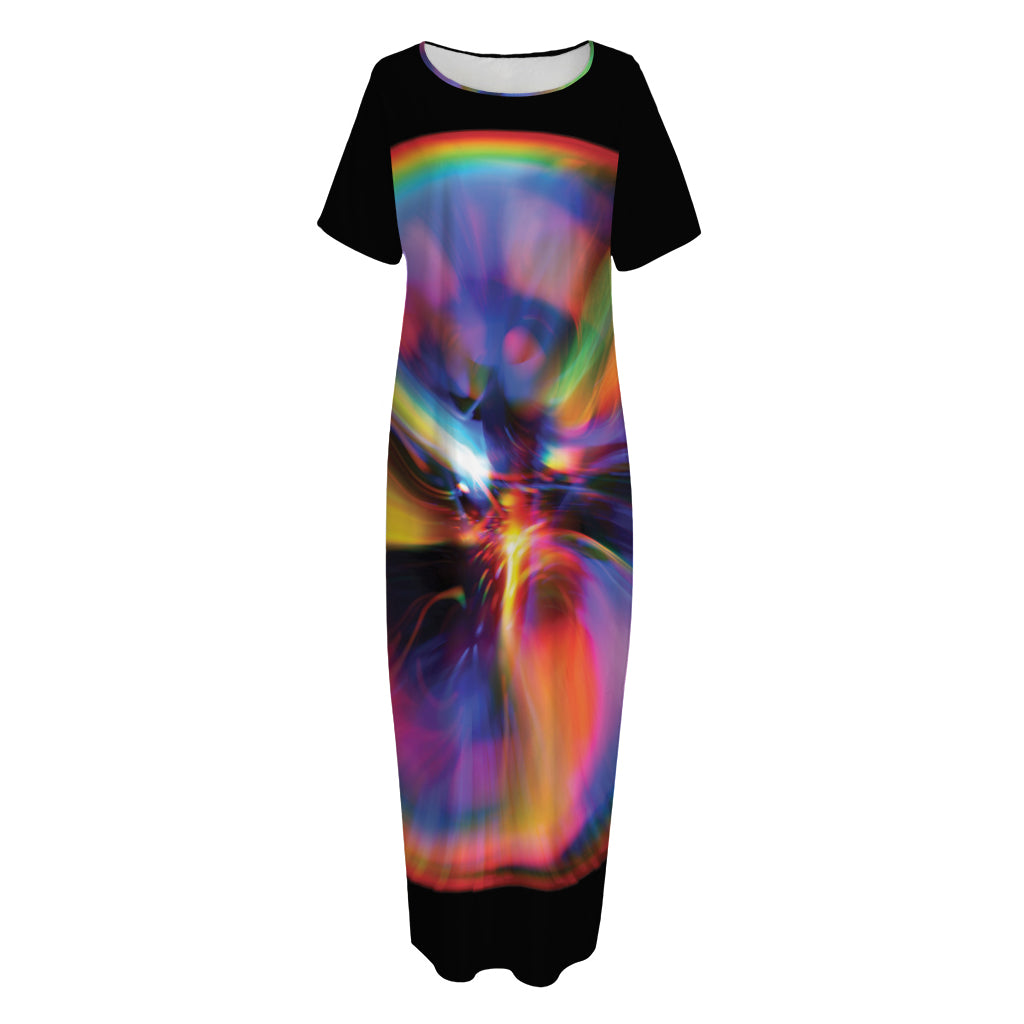 Rave Bubble Print Short Sleeve Long Nightdress