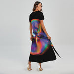 Rave Bubble Print Short Sleeve Maxi Dress