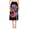 Rave Bubble Print Side Slit Midi Skirt