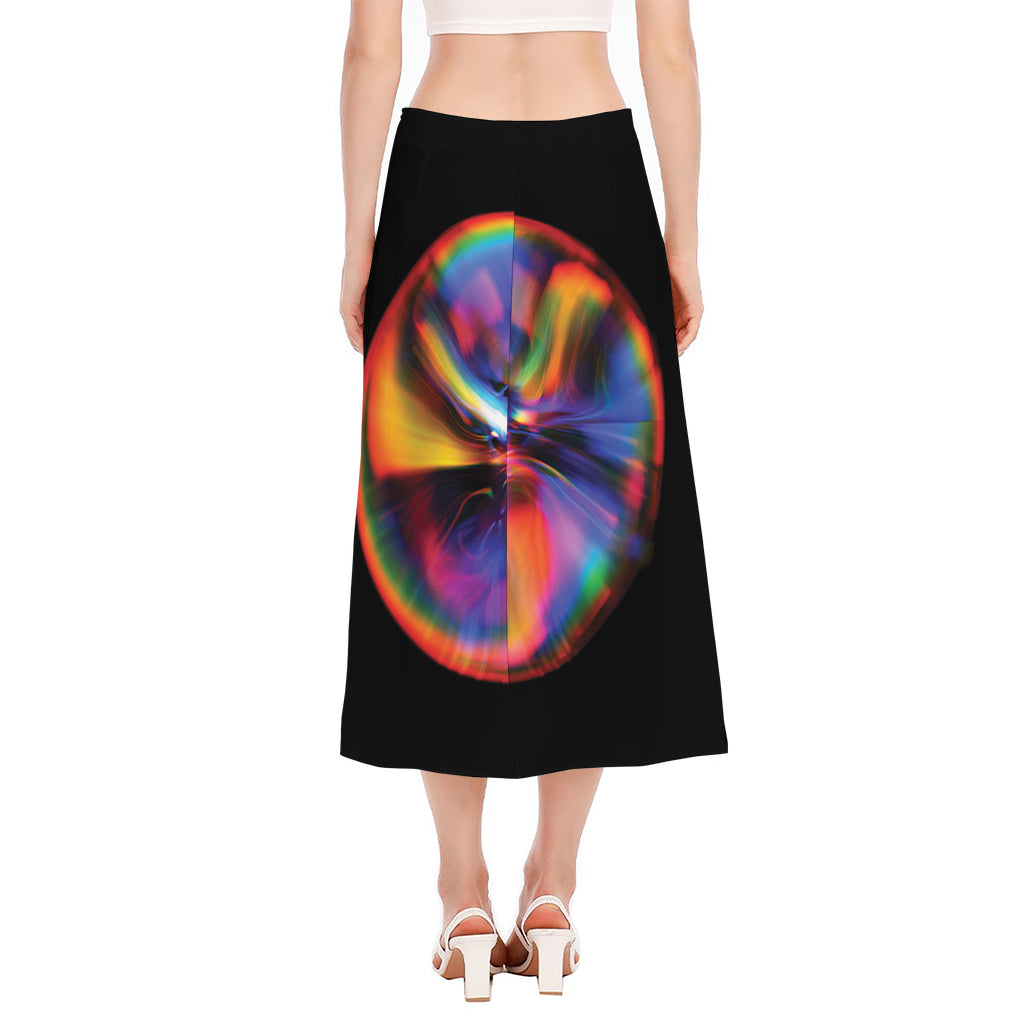 Rave Bubble Print Side Slit Midi Skirt