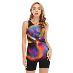 Rave Bubble Print Sleeveless One Piece Swimsuit