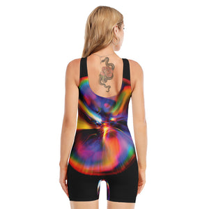 Rave Bubble Print Sleeveless One Piece Swimsuit