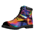 Rave Bubble Print Padded Collar Lace Up Boots