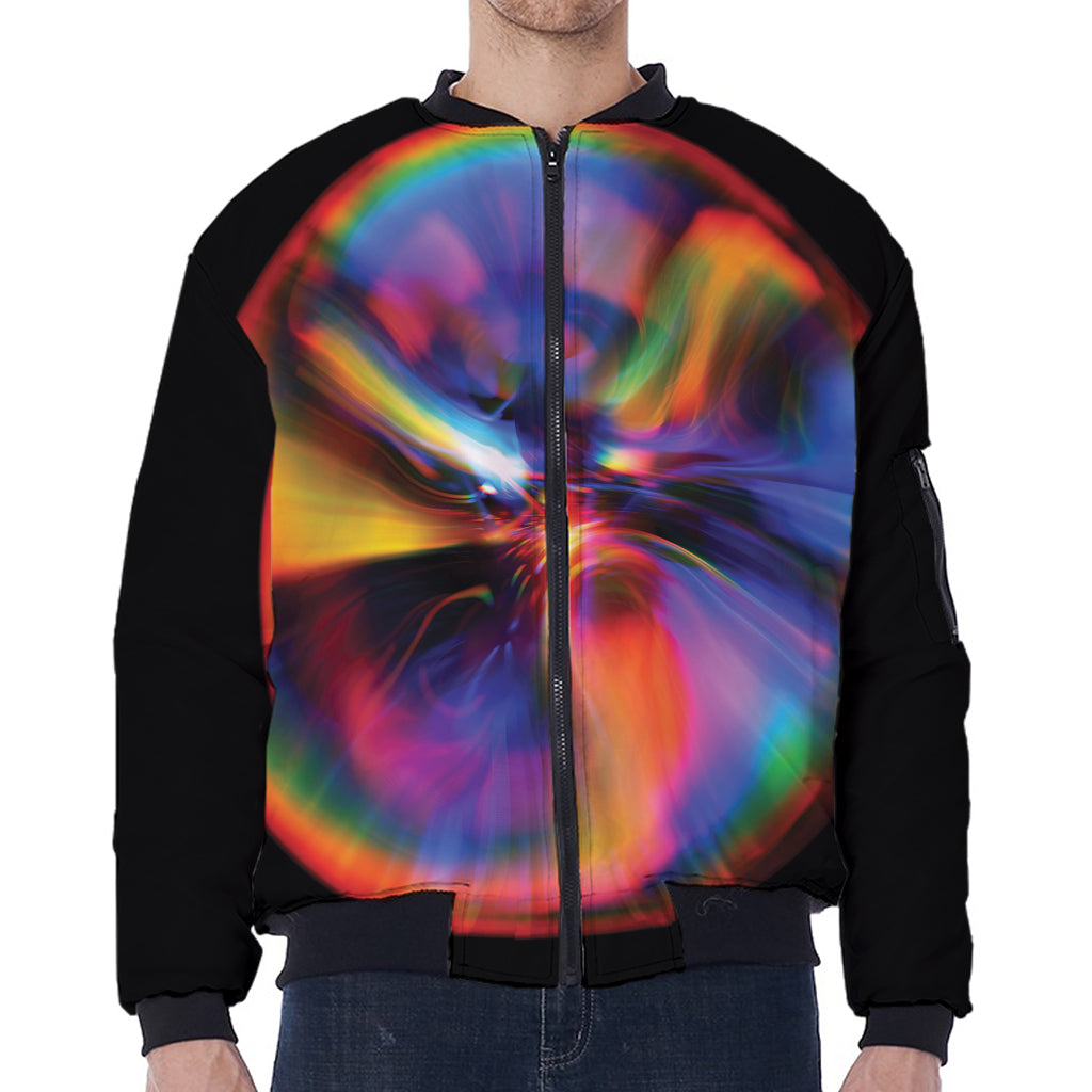 Rave Bubble Print Zip Sleeve Bomber Jacket