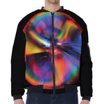 Rave Bubble Print Zip Sleeve Bomber Jacket