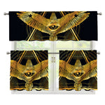 Raven Masonic Eye Print 3 Piece Kitchen Curtains