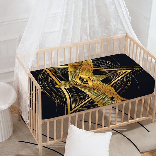 Raven Masonic Eye Print Baby Crib Sheet