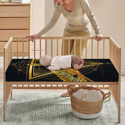 Raven Masonic Eye Print Baby Crib Sheet