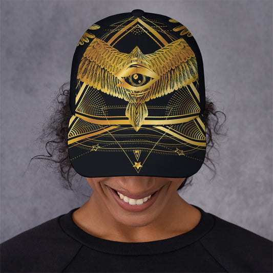 Raven Masonic Eye Print Baseball Cap