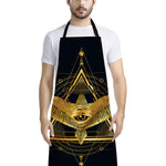 Raven Masonic Eye Print Bib Apron With Pocket