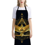 Raven Masonic Eye Print Bib Apron With Pocket