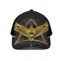 Raven Masonic Eye Print Black Mesh Trucker Hat