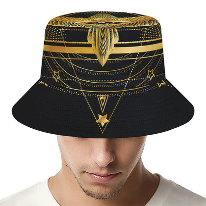 Raven Masonic Eye Print Bucket Hat