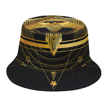 Raven Masonic Eye Print Bucket Hat