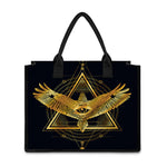 Raven Masonic Eye Print Canvas Tote Bag