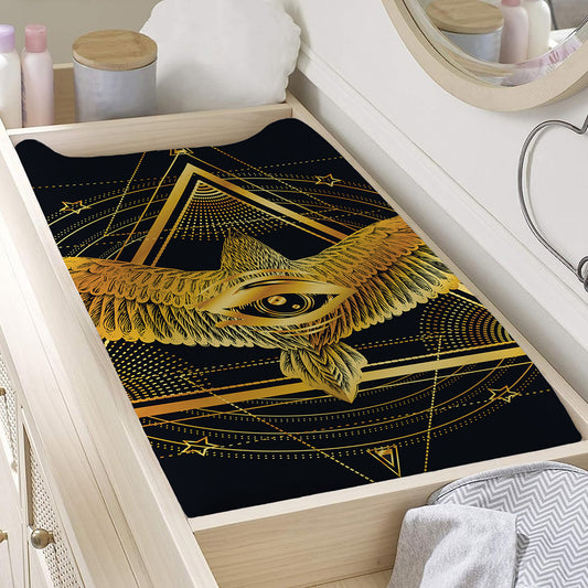 Raven Masonic Eye Print Changing Pad Cover