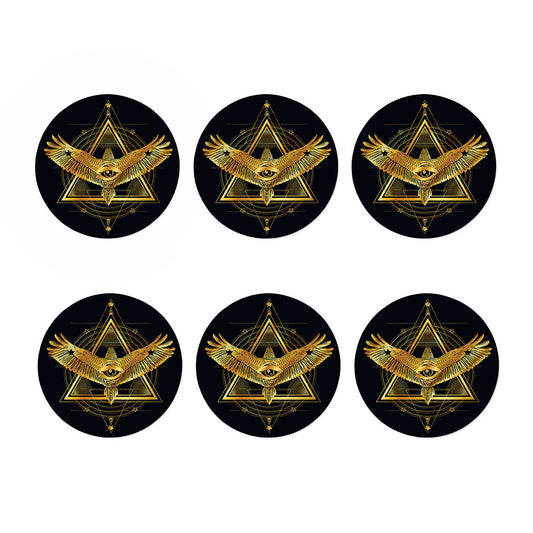 Raven Masonic Eye Print Coaster Set