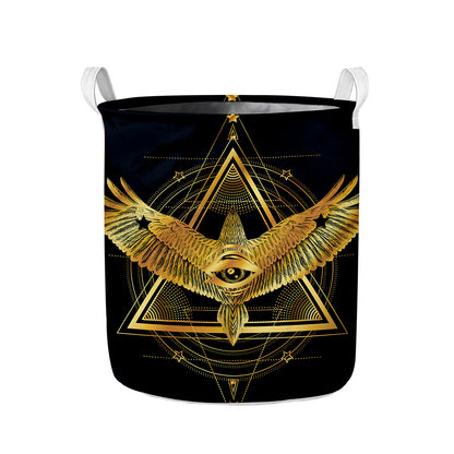 Raven Masonic Eye Print Collapsible Laundry Basket