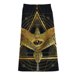 Raven Masonic Eye Print Cotton Front Slit Maxi Skirt