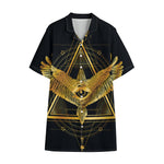 Raven Masonic Eye Print Cotton Hawaiian Shirt