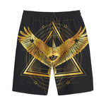 Raven Masonic Eye Print Cotton Shorts
