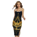Raven Masonic Eye Print Cross Back Cami Dress