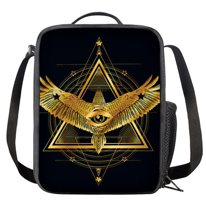 Raven Masonic Eye Print Crossbody Lunch Bag