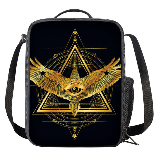 Raven Masonic Eye Print Crossbody Lunch Bag