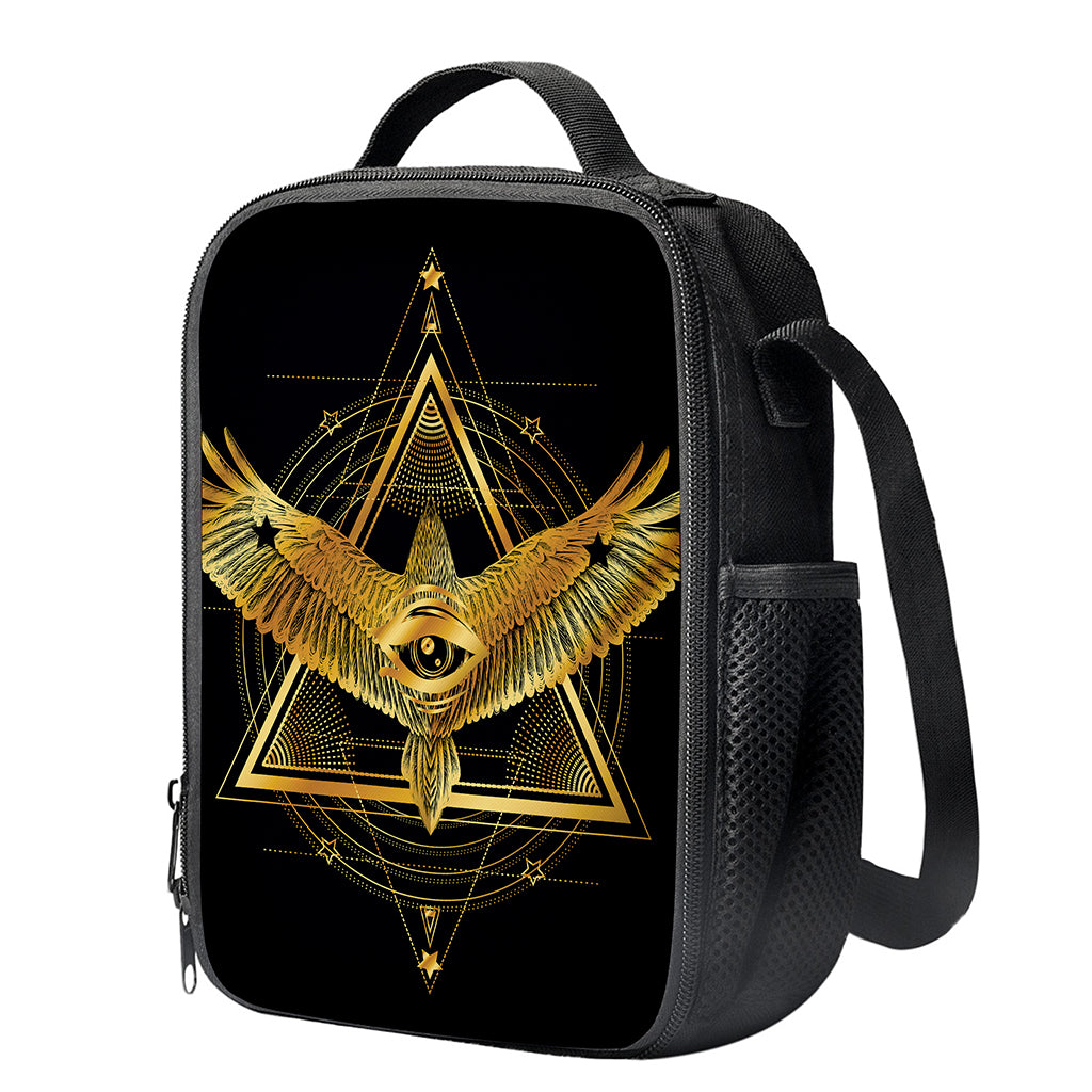Raven Masonic Eye Print Crossbody Lunch Bag