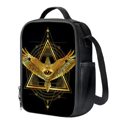 Raven Masonic Eye Print Crossbody Lunch Bag
