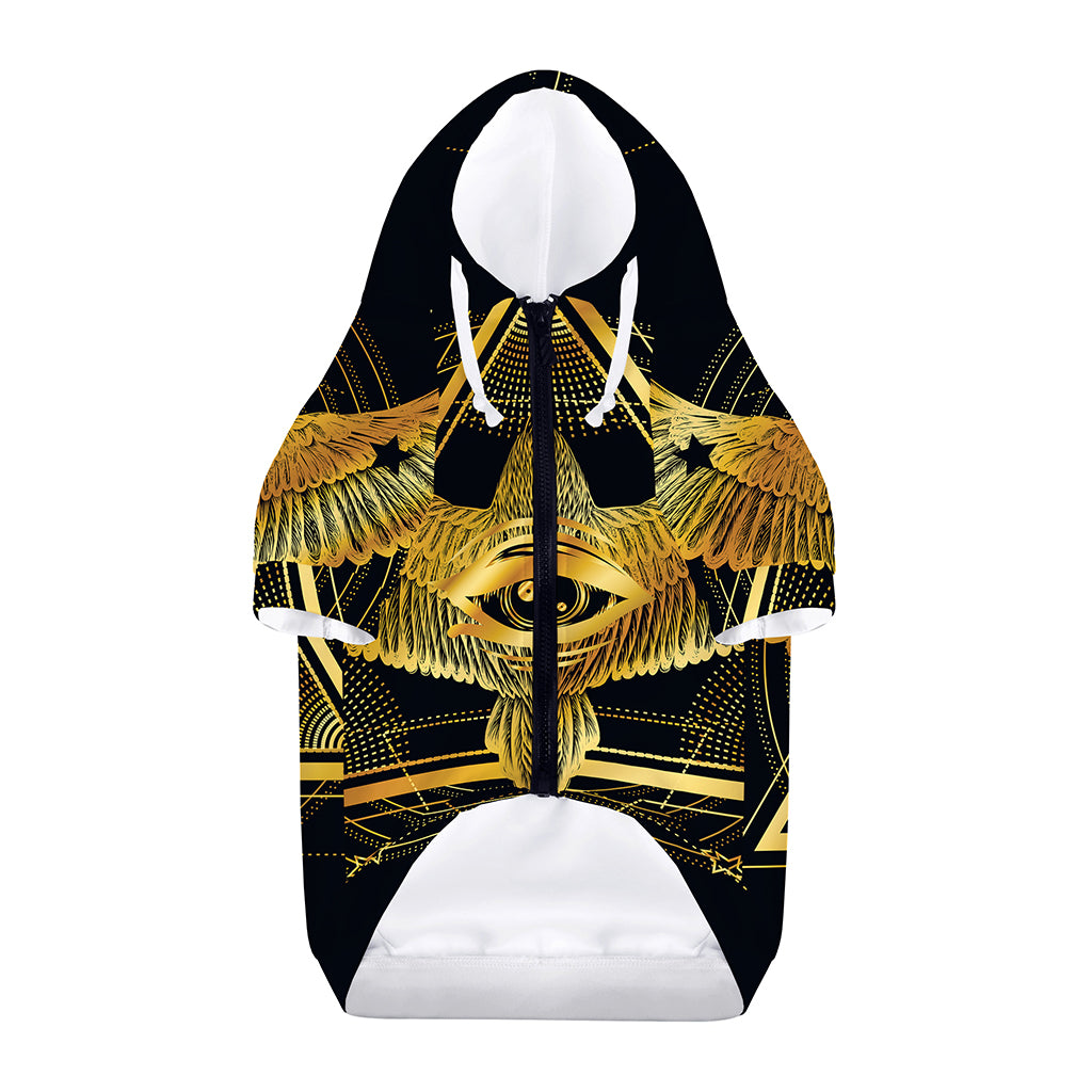 Raven Masonic Eye Print Dog Zip Up Hoodie