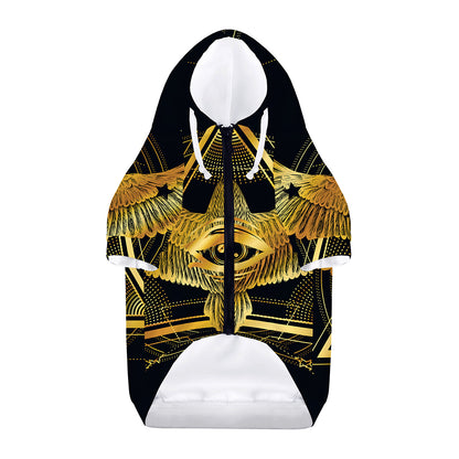 Raven Masonic Eye Print Dog Zip Up Hoodie