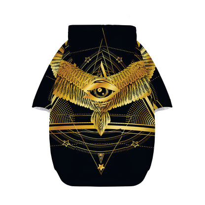 Raven Masonic Eye Print Dog Zip Up Hoodie