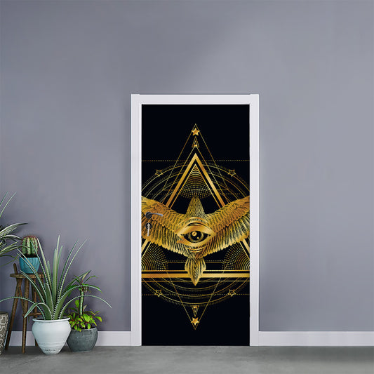 Raven Masonic Eye Print Door Sticker