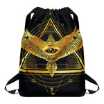Raven Masonic Eye Print Drawstring Backpack