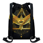 Raven Masonic Eye Print Drawstring Backpack