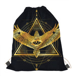 Raven Masonic Eye Print Drawstring Bag