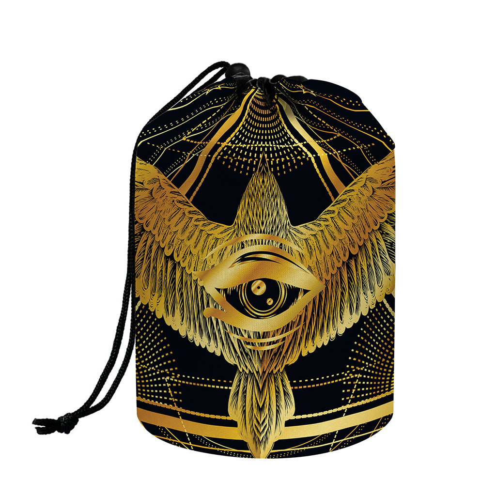 Raven Masonic Eye Print Drawstring Makeup Bag