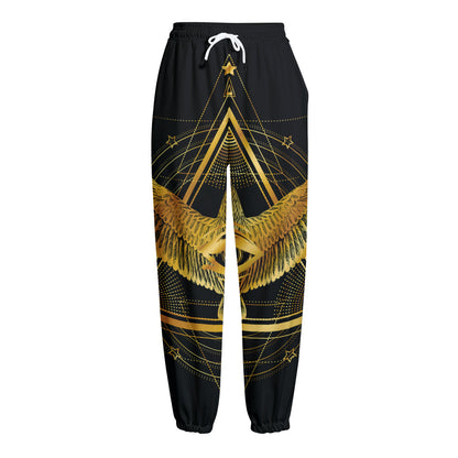 Raven Masonic Eye Print Fleece Lined Knit Pants